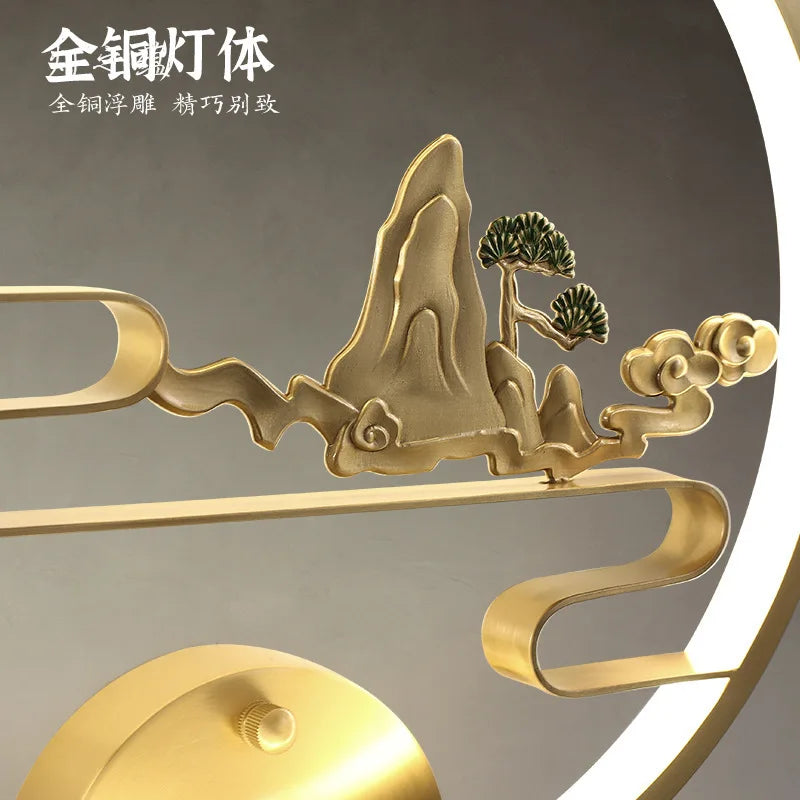 Applique murale led traditionnelle chinoise en cuivre pour intérieur décoratif Ariane Fugue - Une Présence Décorative Raffinée