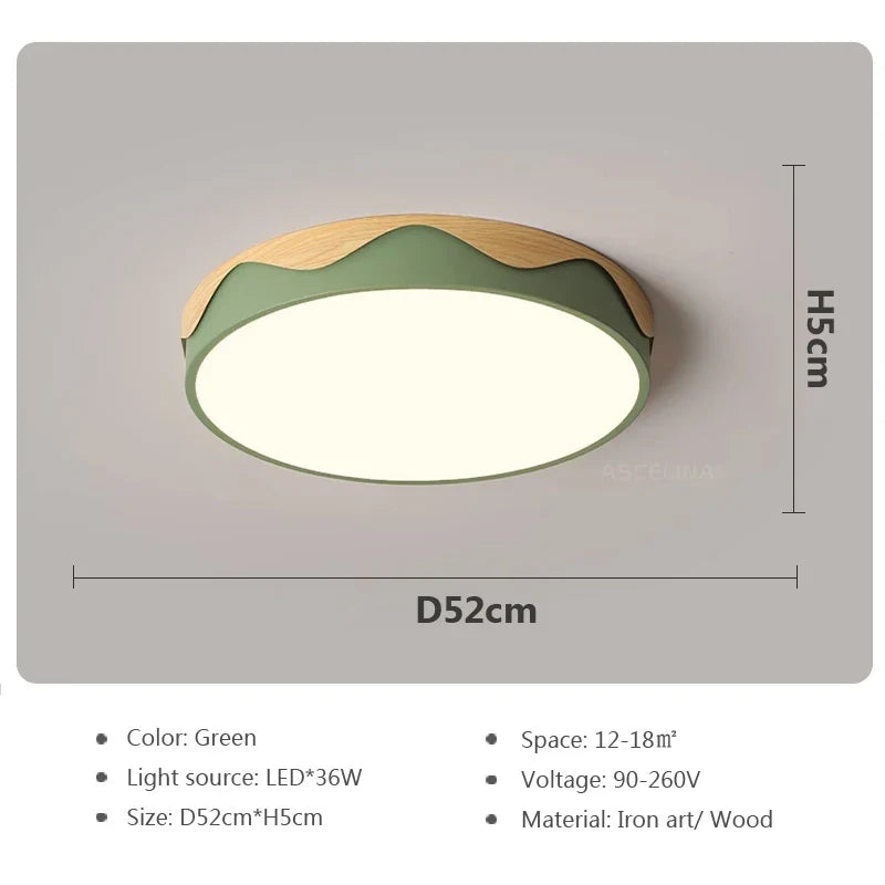 Plafonnier moderne à leds circulaire grain de bois éclairage décoratif Daphné Finesse - Matière Chaleureuse & Lignes Élégantes