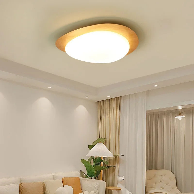 Plafonnier — LED en bois nordique acrylique avec galets noyer