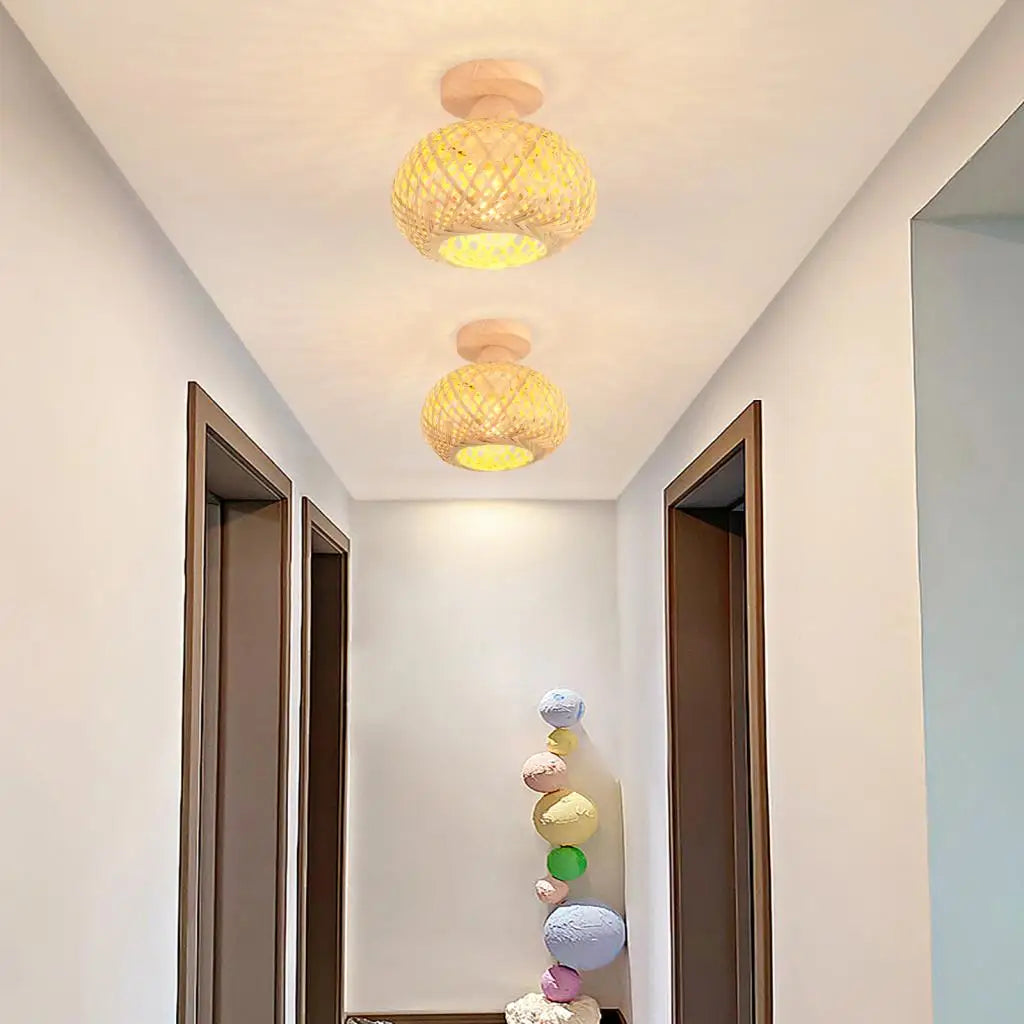 Plafonnier — Rétro en bambou tissé pour décoration intérieure
