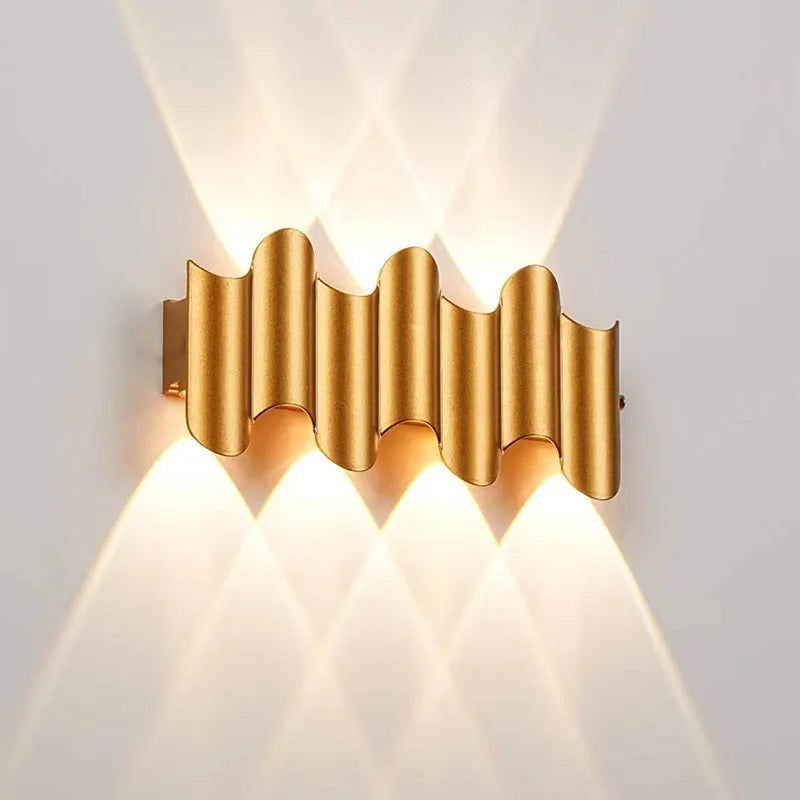 Applique murale — LED lumière extérieure étanche IP65 porche jardin applique et intérieur chambre chevet décoration éclairage lampe en aluminium doré