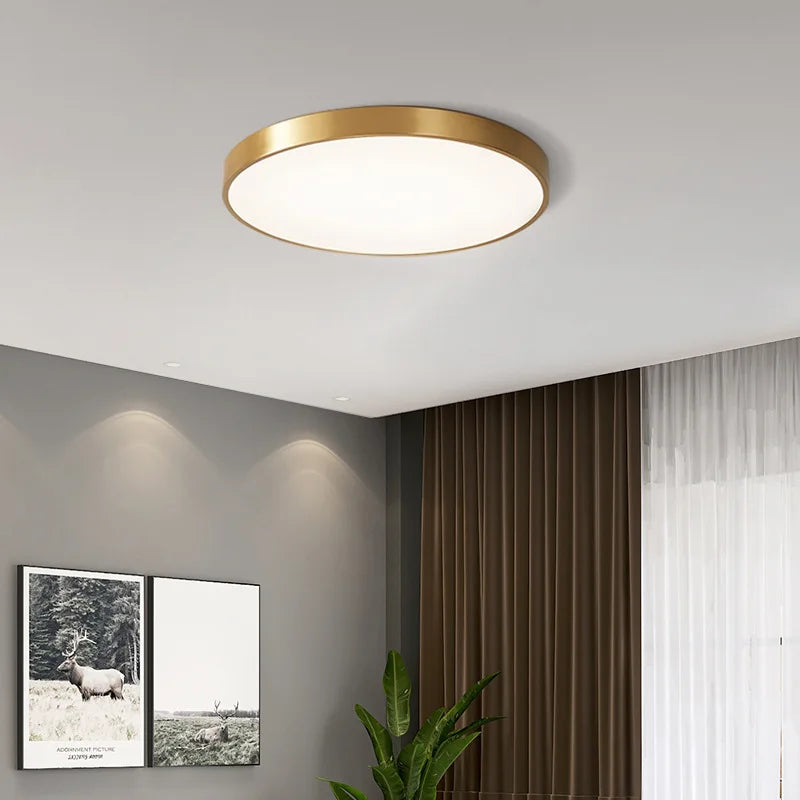 Plafonnier — LED minimaliste à télécommande en laiton doré