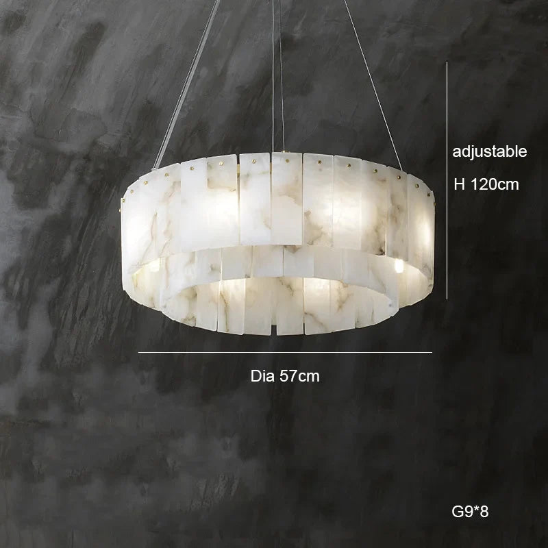 Suspension — Suspension élégant en marbre naturel LED postmoderne pour villa
