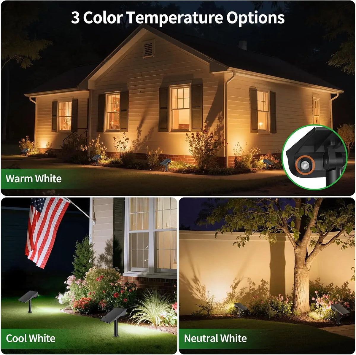 Spot solaire de jardin avec batterie de 4000 mAh et trois modes de couleur – Sylvélor
