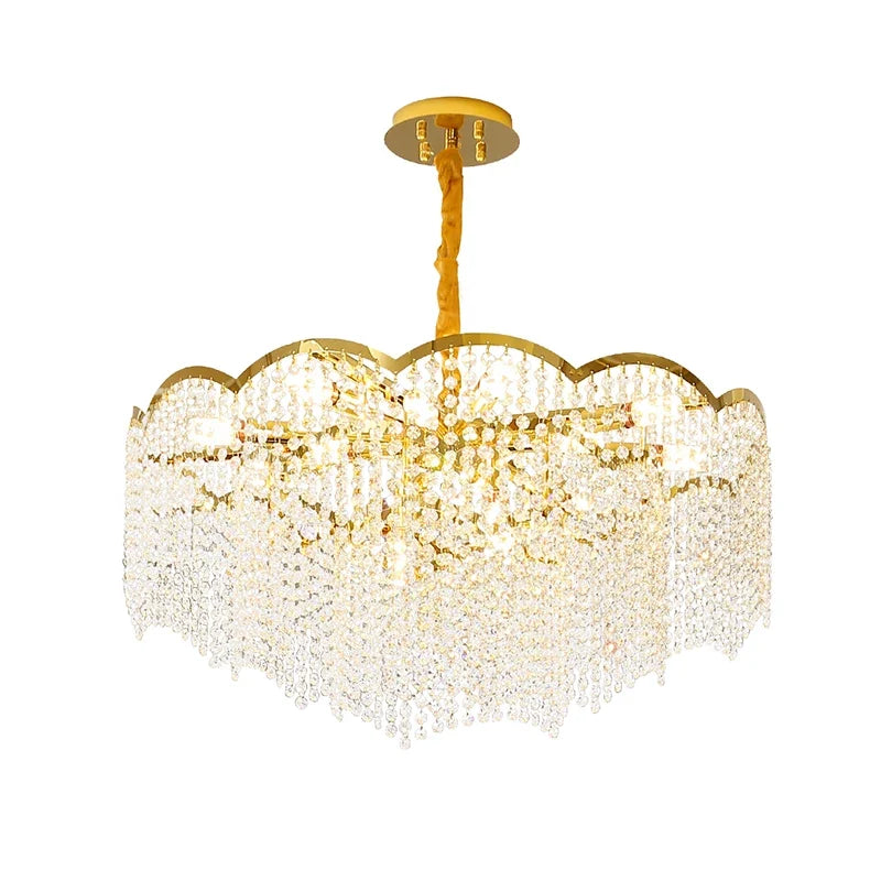 Suspension — Moderne en cristal doré haute suspension design élégant pour intérieur