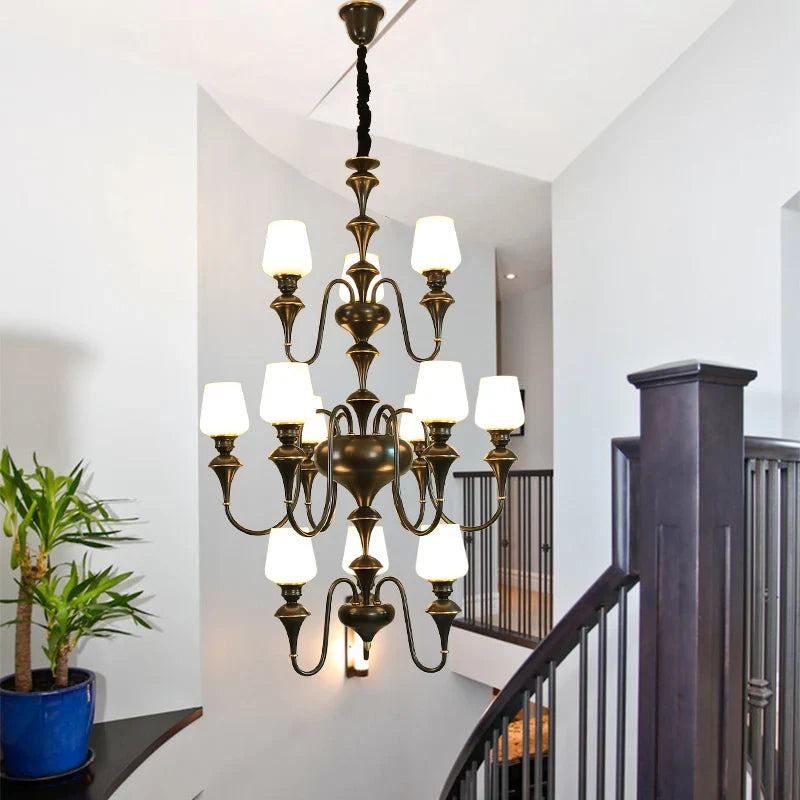 Lustre — À LED en cuivre noir pour décoration d'hôtel élégant