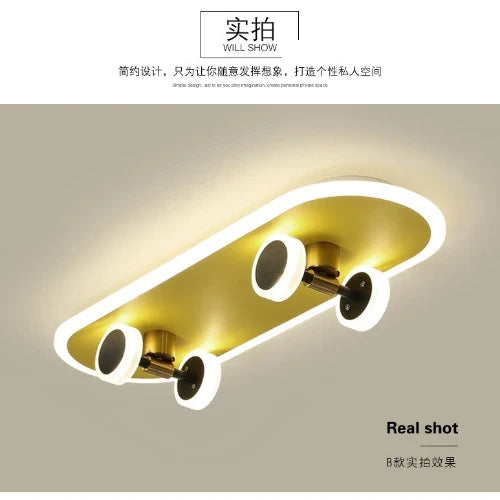 Plafonnier skateboard à intensité variable pour chambre enfant Elvire Arpège en Métal - Caractère & Élégance dans le Décor