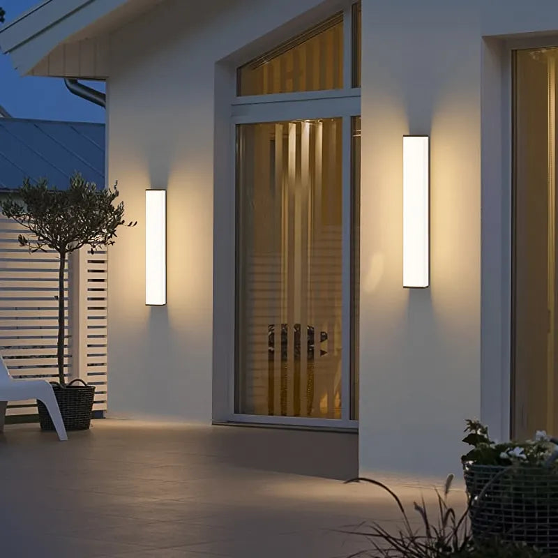 Applique murale — Acier inoxydable LED étanche longue applique murale moderne Ip65 éclairage extérieur jardin Villa balcon ligne lumière mur rondelle lumière 8