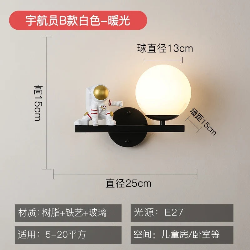 Applique murale — Dessin animé astronaute lampe LED pour enfants