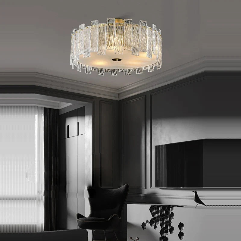Plafonnier design rond à couches en cuivre doré Émilien Cadence - Éclat du Métal & Élégance Intérieure