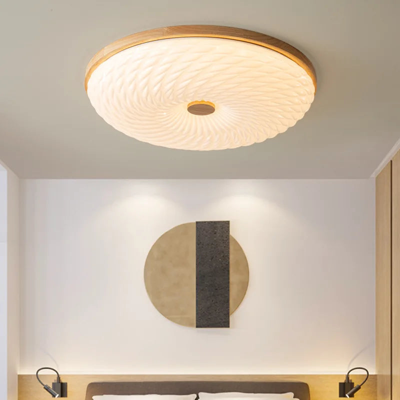 Plafonnier — LED encastré en bois créatif nordique loft éclairage