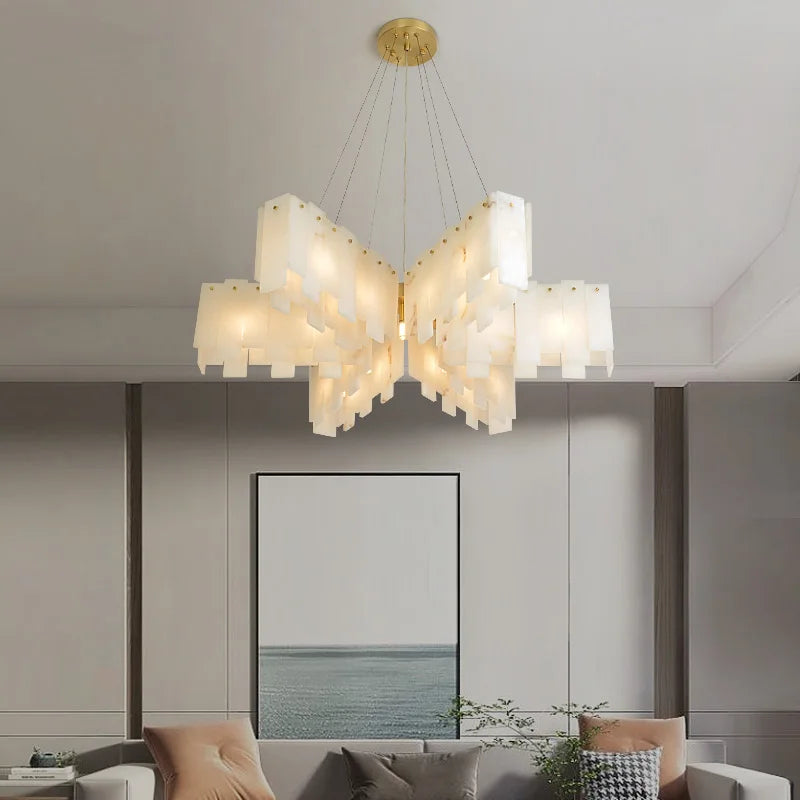 Lustre — Design moderne en marbre naturel espagnol LED