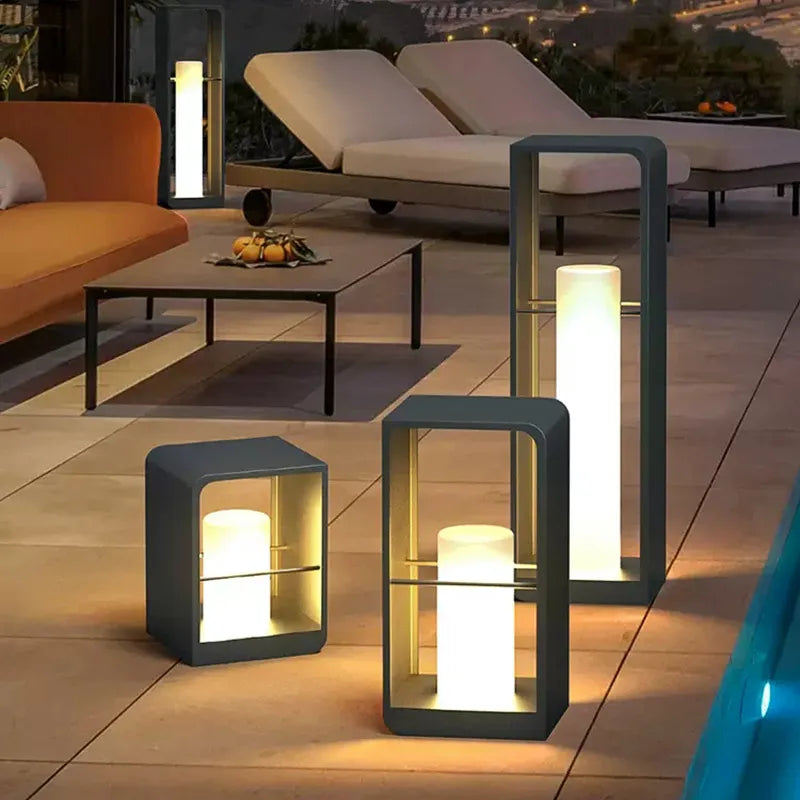 Lampadaire — De jardin moderne solaire LED clôture lumière IP54 extérieur étanche ambiance éclairage pelouse lumières Villa cour décor lampadaires