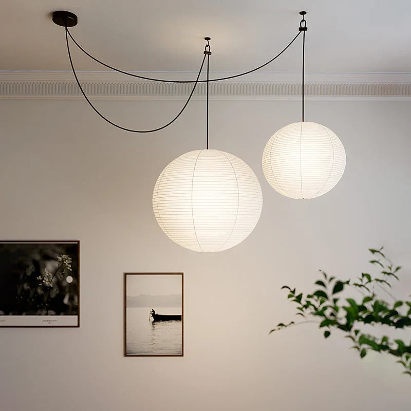 Lustre — Nordique wabi sabi en papier de riz LED rond
