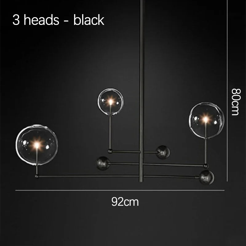 Suspension — SANDYHA Art moderne boule de verre lustres Design nordique noir or lampe à LED pour salon chambre décor à la maison suspension