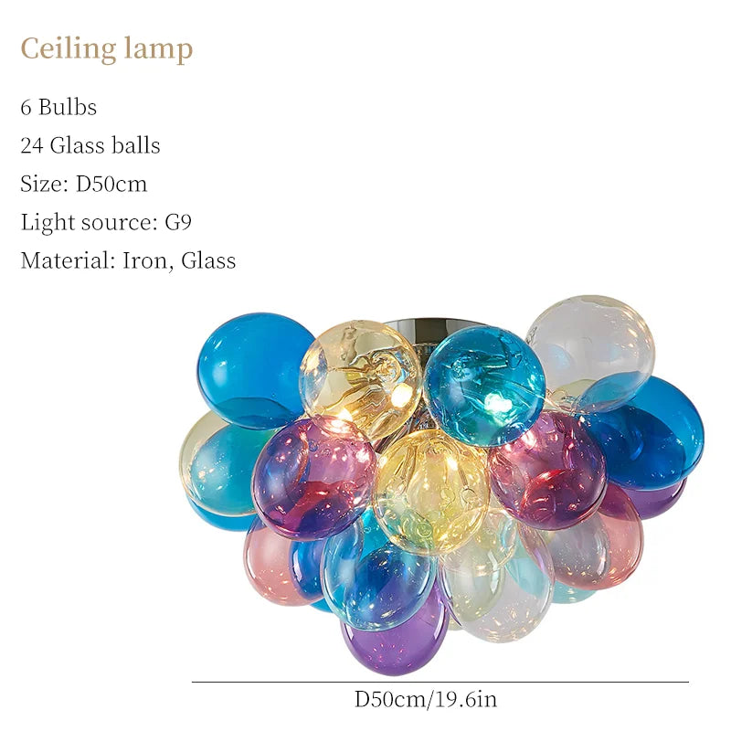 Suspension — Moonriver éclairage moderne créatif couleur lampes suspendues pour plafond boule de verre lustre salon suspension lumière chambre décor