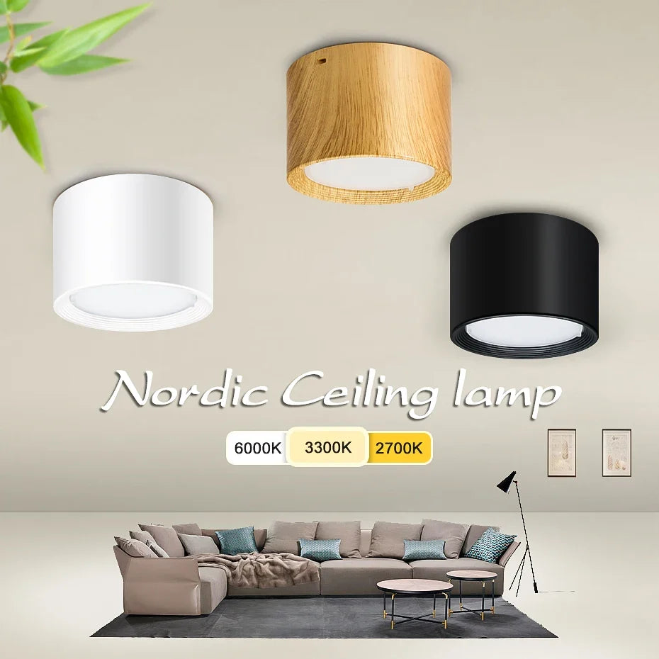 Plafonnier Mini LED Dimmable Grain de bois Surface monté Downlight maison chambre décor Spot pour salon 220V 110V Dorian Dessin - Une Touche Élégante dans le Décor