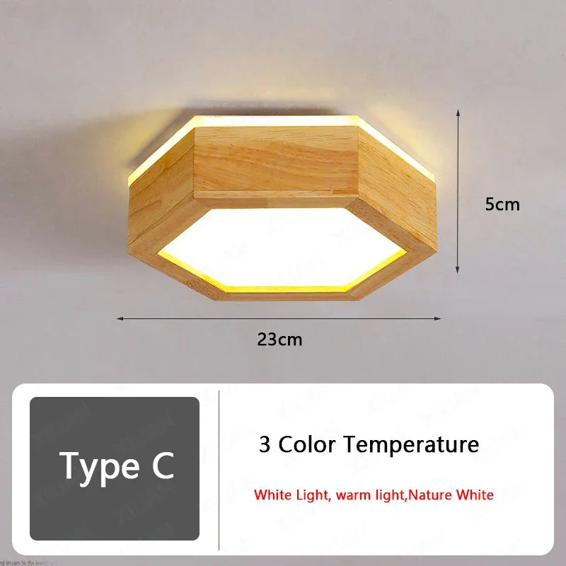 Plafonnier — En bois nordique pour couloir entrée balcon couloir vestiaire Illuminaire 3 température de couleur en bois LED allée lumière