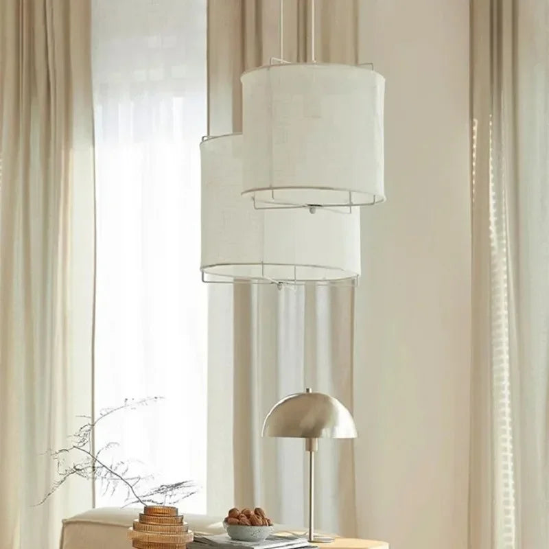 Suspension en coton et lin style wabi sabi fait main pour restaurants et hôtels – Néolys Aube