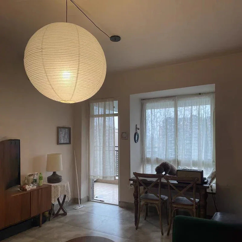 Lustre — Nordique wabi sabi en papier de riz LED rond