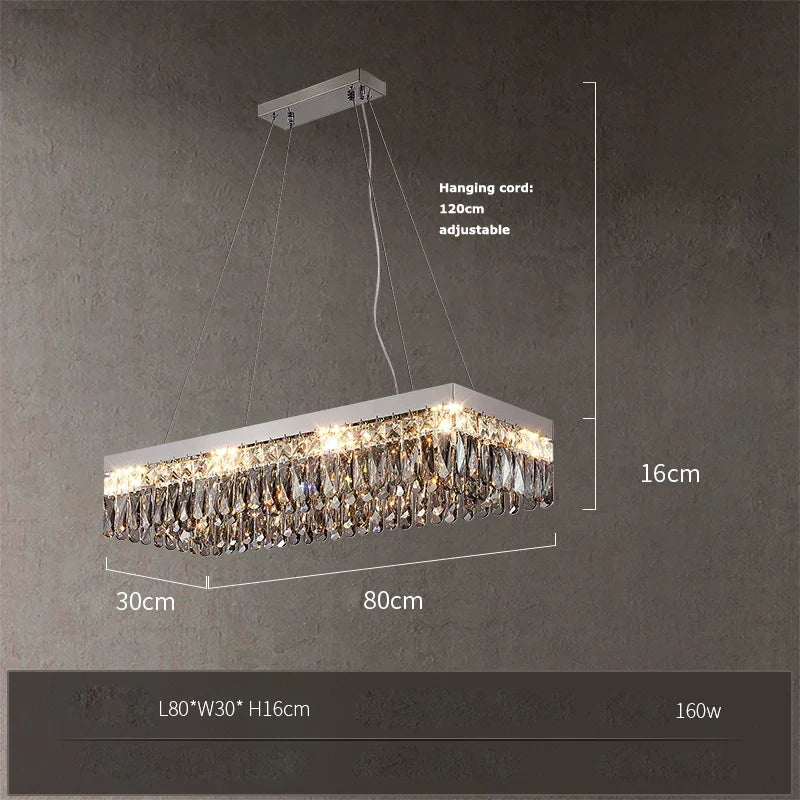 Lustre — LED dimmable rond rectangulaire en cristal