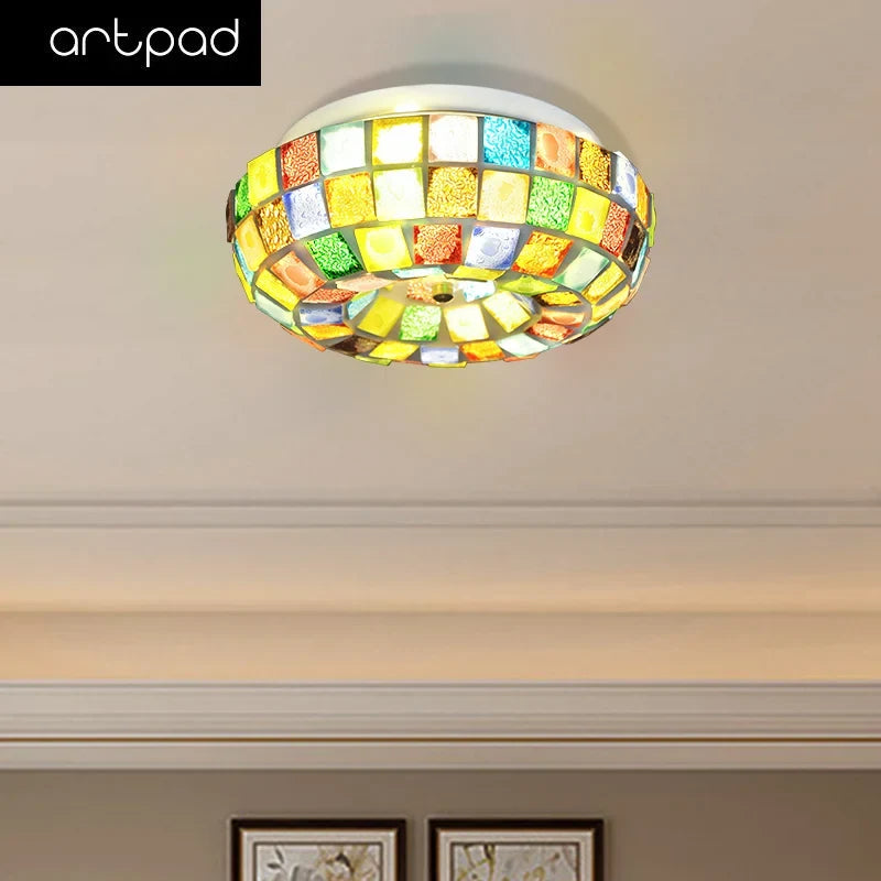 Plafonnier — Artpad tiffany plafonnier LED coloré bohême éclairage LED