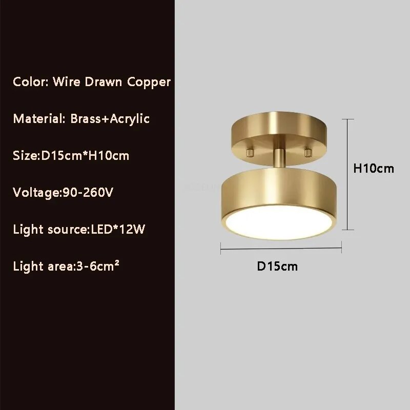 Plafonnier cuivre led simple rond vestiaire Zita Perspective - Des Reflets pour Souligner le Décor