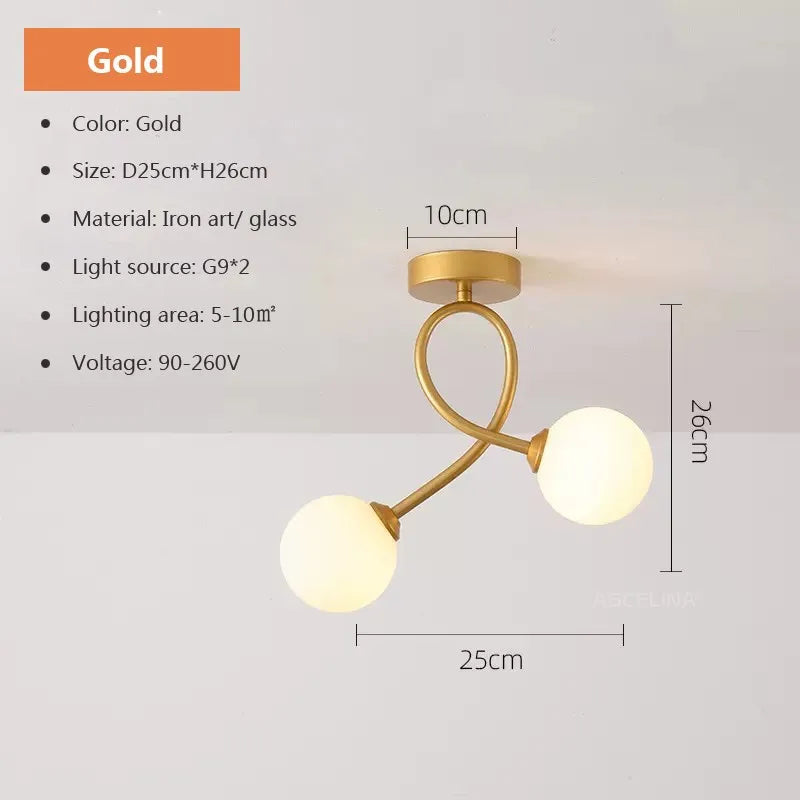 Plafonnier — En verre moderne minimaliste noir or 1/2 têtes éclairage intérieur pour couloir allée balcon entrée vestiaire luminaires