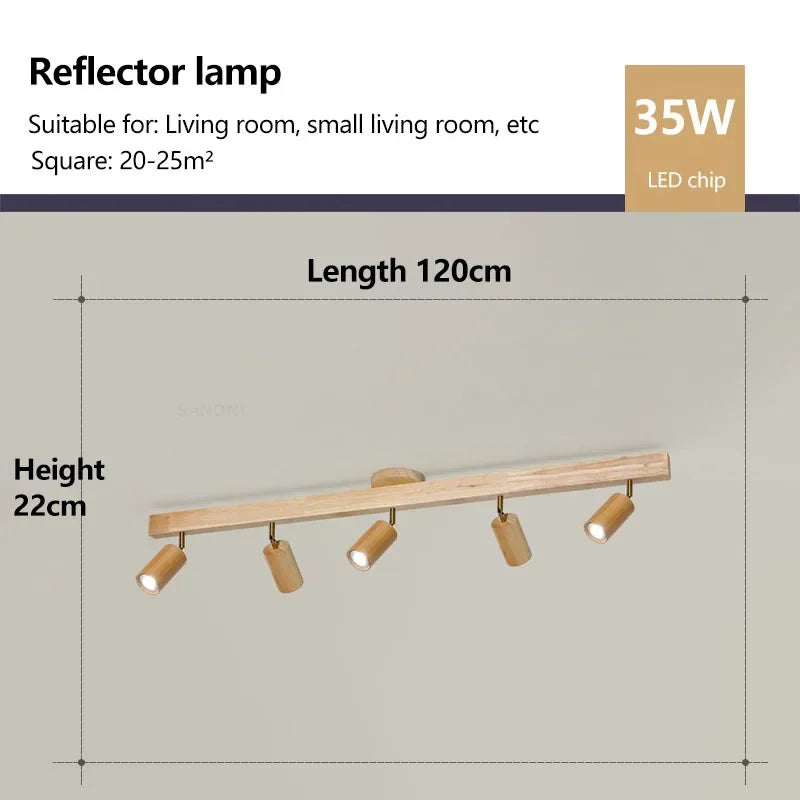 Plafonnier en bois avec projecteur rotatif réglable décoratif Orson Sonate - Une Présence Naturelle Apaisante