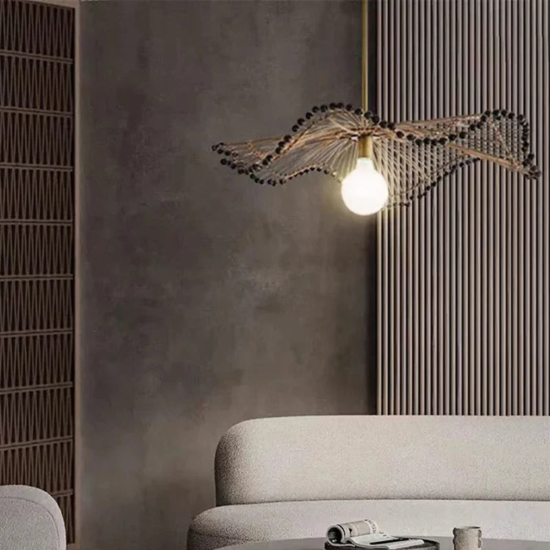 Lustre — Art déco en corde de chanvre pour boutiques et restaurants
