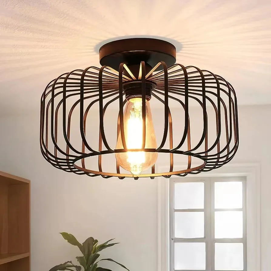 Plafonnier — Simple cage à oiseaux plafonnier intérieur chambre salon couloir plafonnier E26 lampes de restaurant luminaires décoratifs AC 110 V