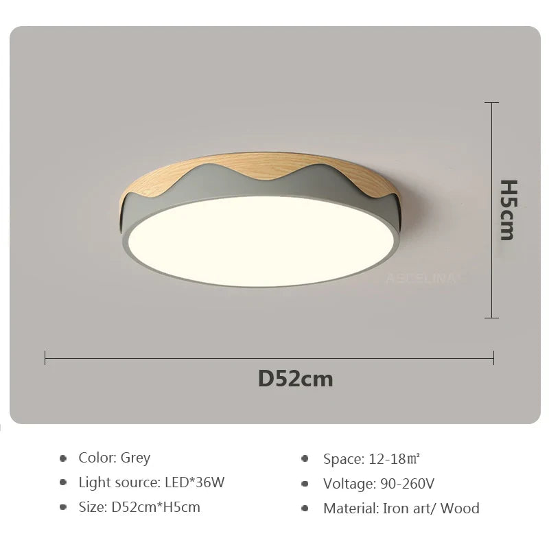 Plafonnier moderne à leds circulaire grain de bois éclairage décoratif Daphné Finesse - Matière Chaleureuse & Lignes Élégantes
