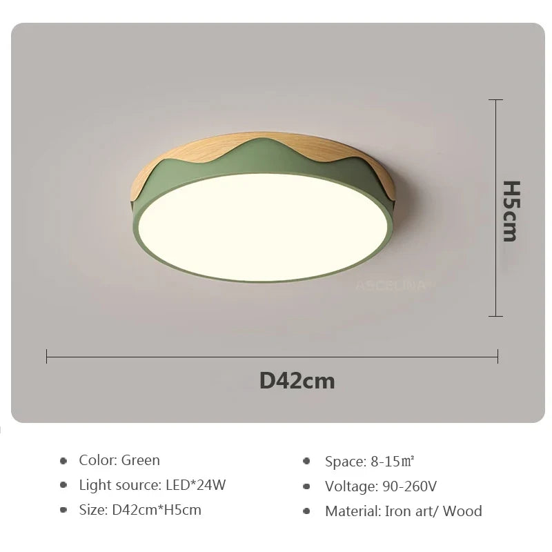 Plafonnier moderne à leds circulaire grain de bois éclairage décoratif Daphné Finesse - Matière Chaleureuse & Lignes Élégantes