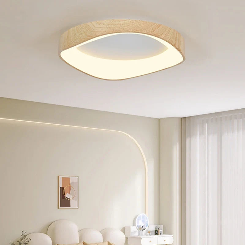 Plafonnier en bois rond avec télécommande pour éclairage intérieur Estelle Nuance - Matière Chaleureuse & Lignes Élégantes