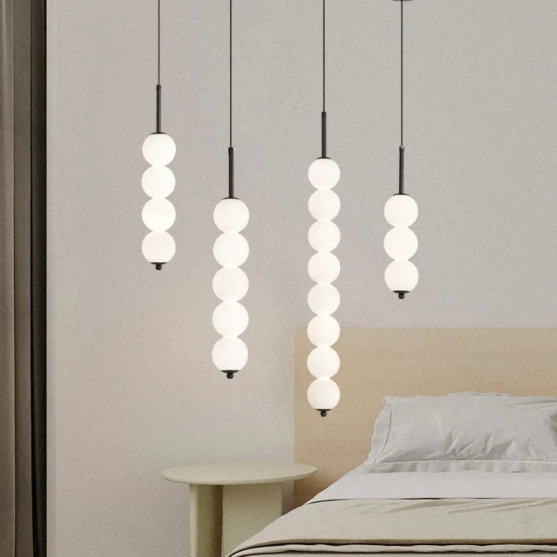 Suspension — En verre nordique LED cuivre vent gourde 3-8 tête chevet suspendu décor lampe pour étude chambre salon éclairage