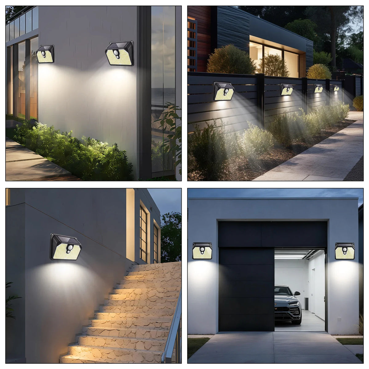 Applique solaire extérieure 194 LED avec détecteur de mouvement et trois modes – Sentélie