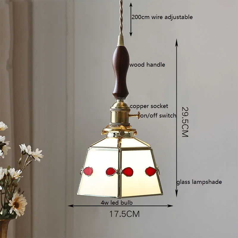 lampe à main vintage nordique avec verre coloré et cuivre