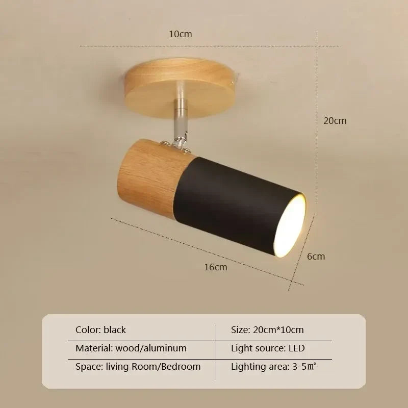 Plafonnier — Nordique en bois à LED rotatif multi-têtes décoratif