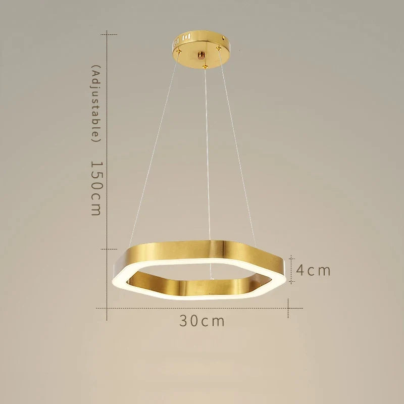 Suspension — Hexagone Design LED Lustre Moderne De Luxe En Acier Inoxydable Lampe Salon Suspension Luminaire Décor À La Maison Escalier Plafond Lustre