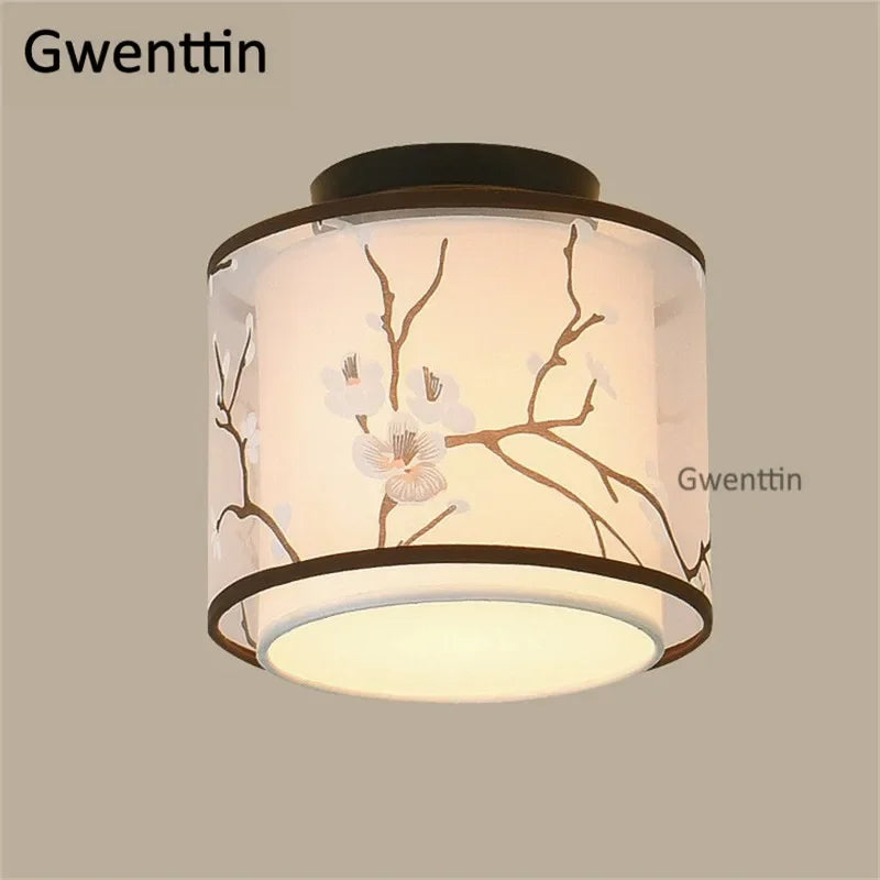 Plafonnier — Vintage en lin style chinois pour décoration intérieure