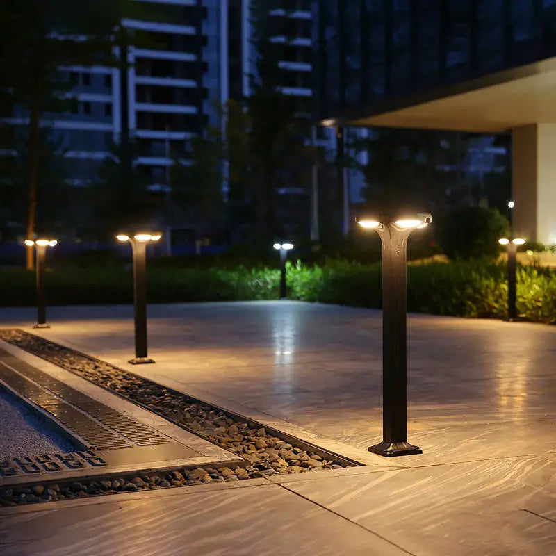 Borne de jardin LED étanche en aluminium, version solaire à silicium monocristallin ou filaire – Aurévia