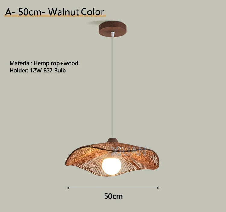 Lustre Wabi-sabi Joséphine Brume en Corde de Chanvre — A Noyer 50cm / 3 Température de couleur
