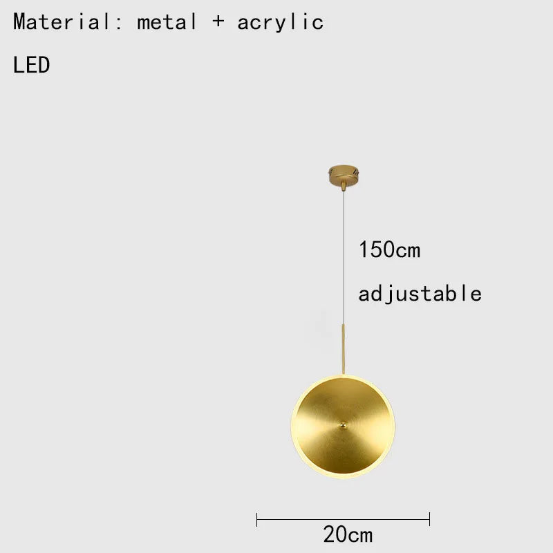 lampe led ronde métal art déco avec fil réglable
