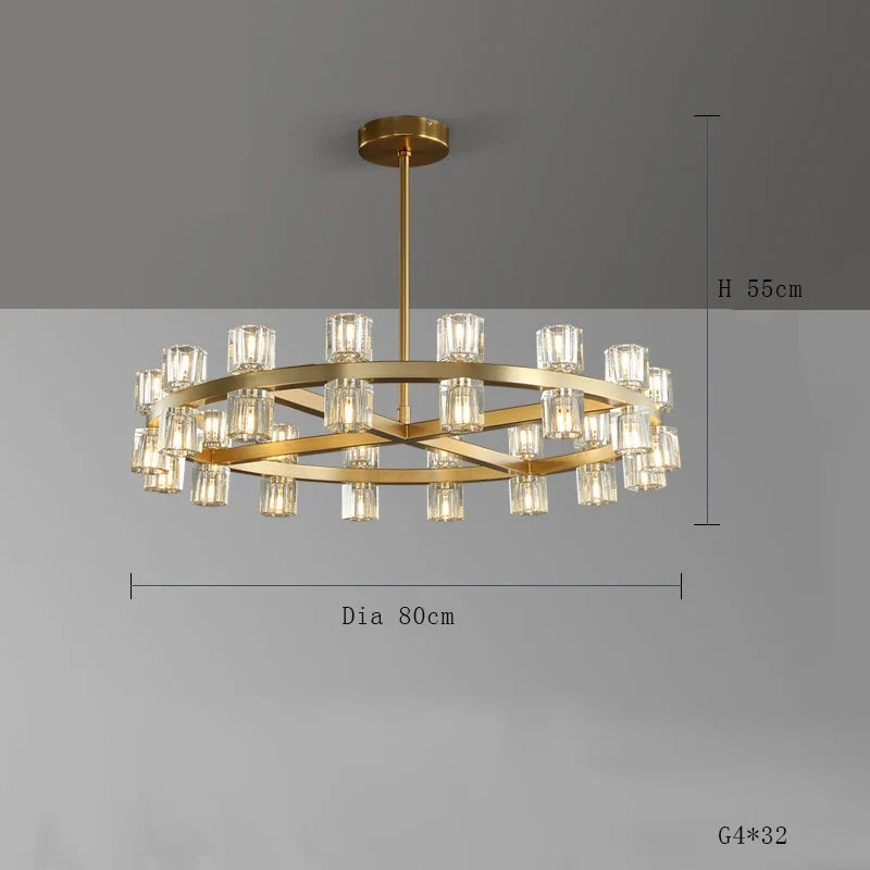 Lustre — En laiton et cristal pour décoration de luxe