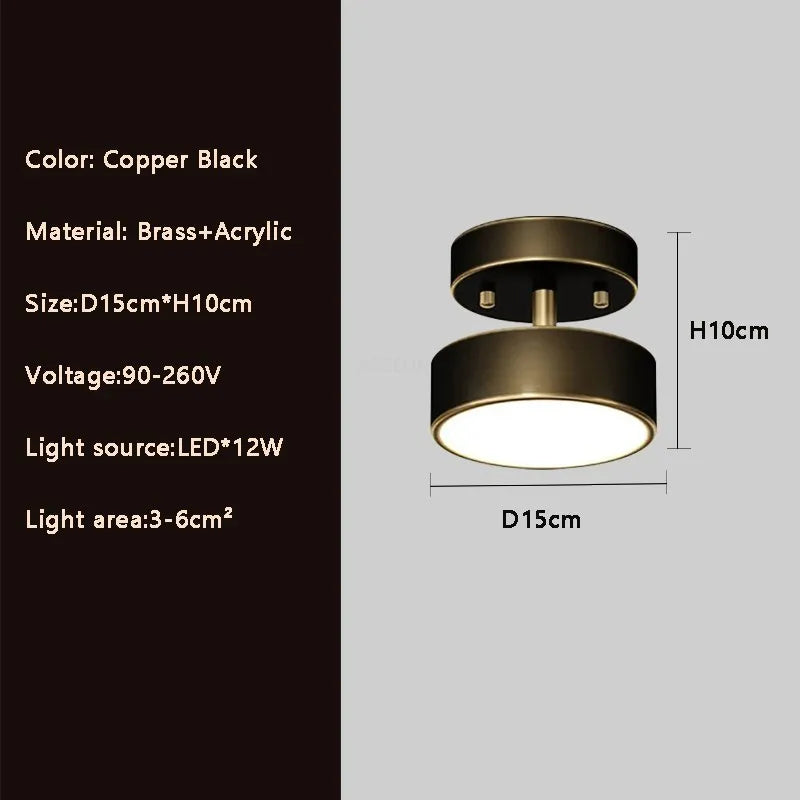 Plafonnier cuivre led simple rond vestiaire Zita Perspective - Des Reflets pour Souligner le Décor