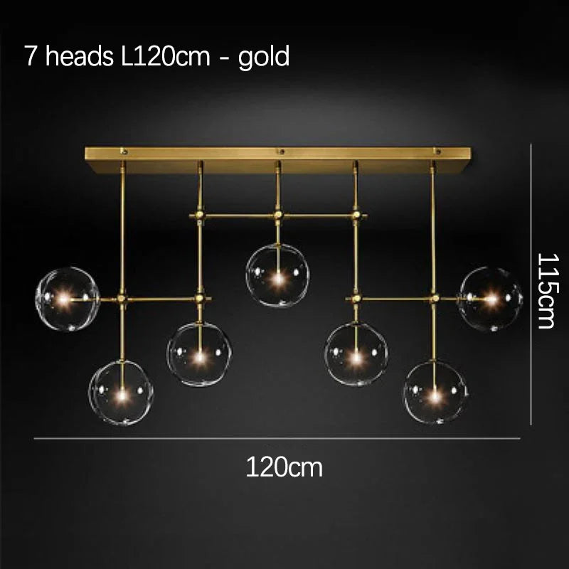 Suspension — SANDYHA Art moderne boule de verre lustres Design nordique noir or lampe à LED pour salon chambre décor à la maison suspension