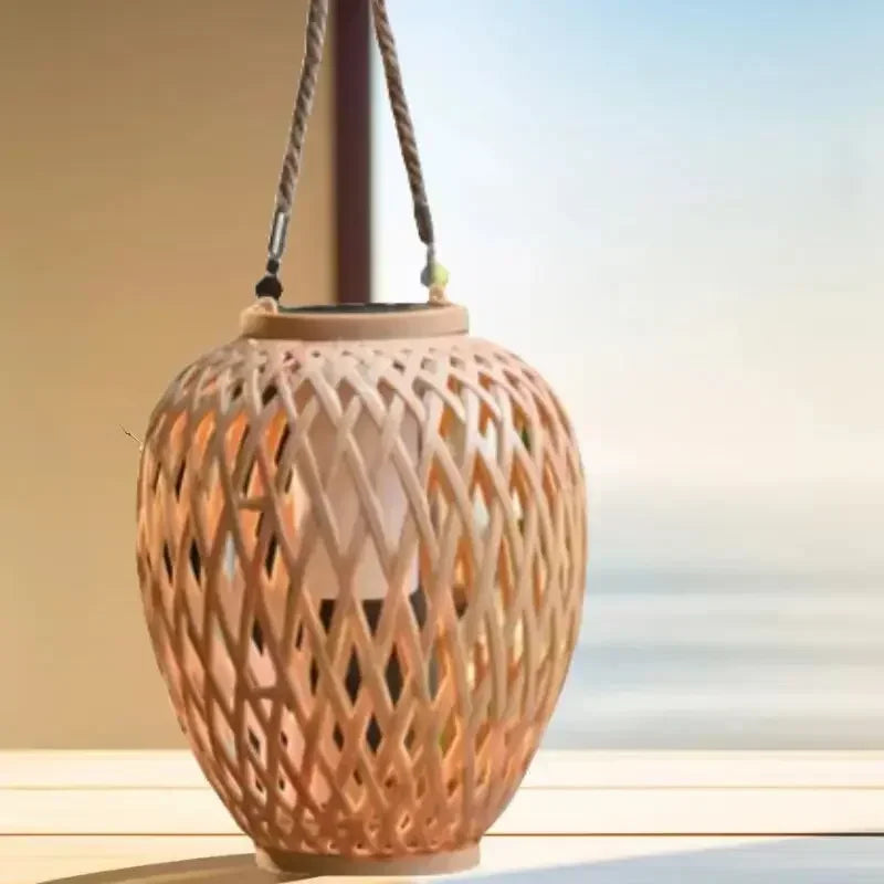 lampe extérieure solaire imitation bambou pour jardin décoratif