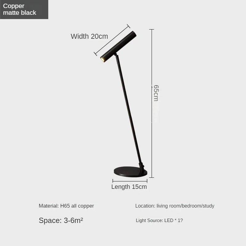 lampe de bureau minimaliste en cuivre pour lecture et décoration
