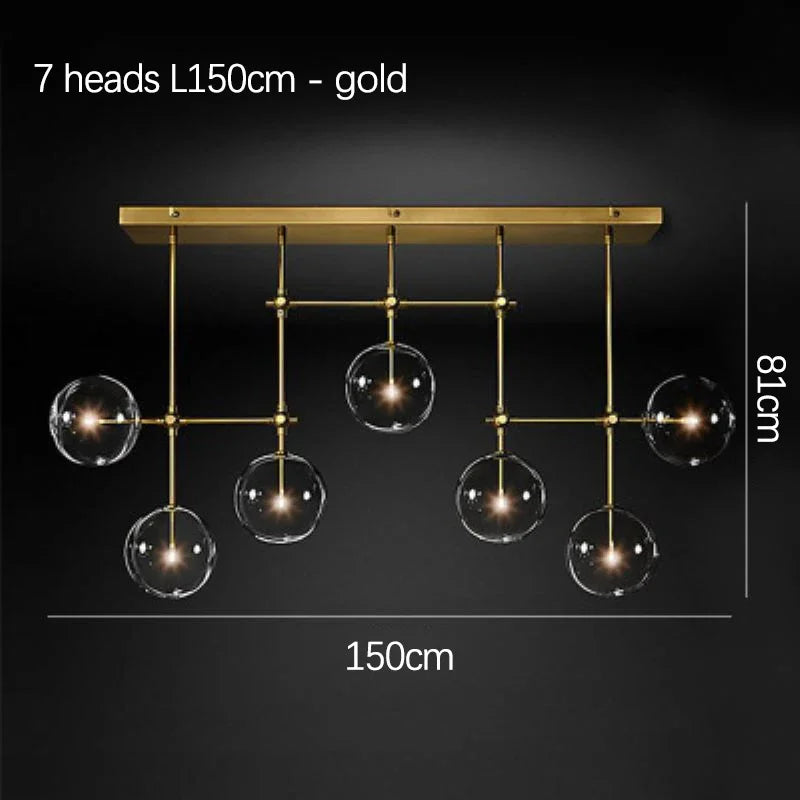 Suspension — SANDYHA Art moderne boule de verre lustres Design nordique noir or lampe à LED pour salon chambre décor à la maison suspension