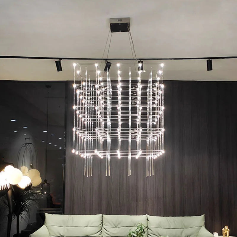lampe led carrée en acier inoxydable avec cordon réglable